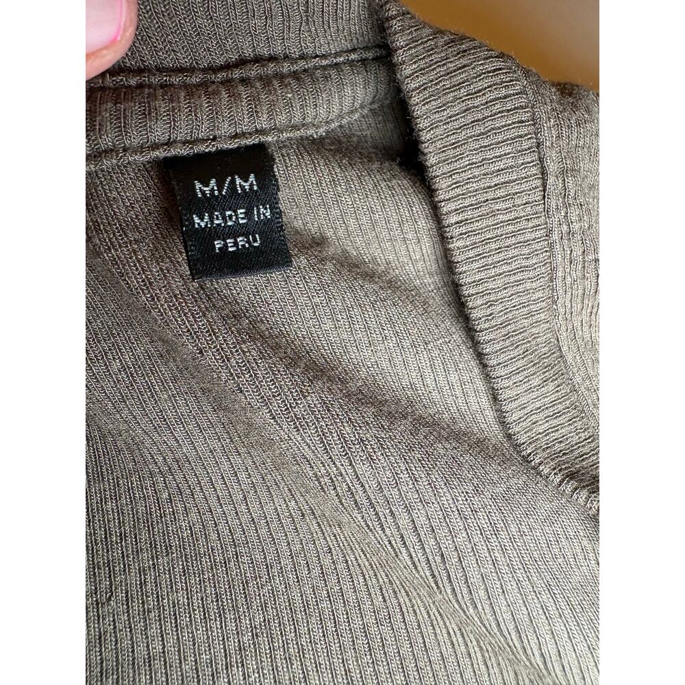ATM Anthony Thomas Melillo Olive Brown Ribbed Scoop Neck Tee M Minimalist - Picture 4 of 6